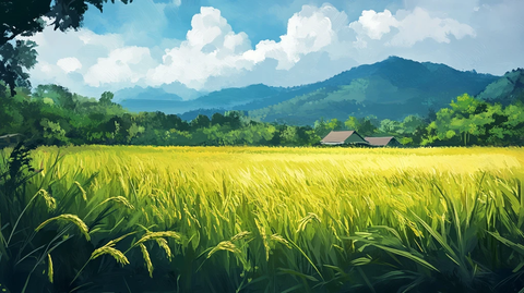 稻田风景插画