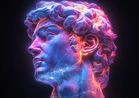 彩色数码雕塑人头