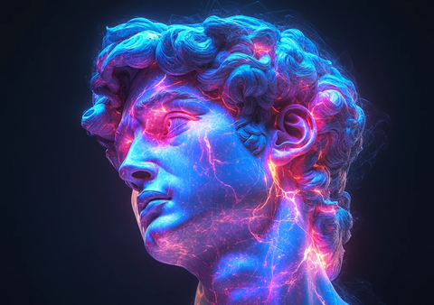 彩色数码雕塑人头