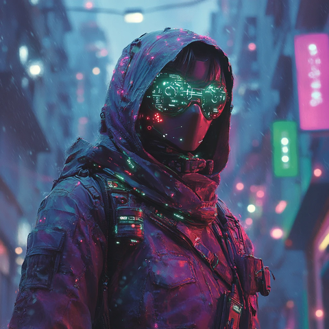 紫色绿色赛博角色