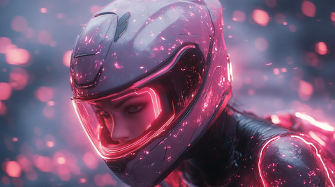 紫色粉色摩托太空服