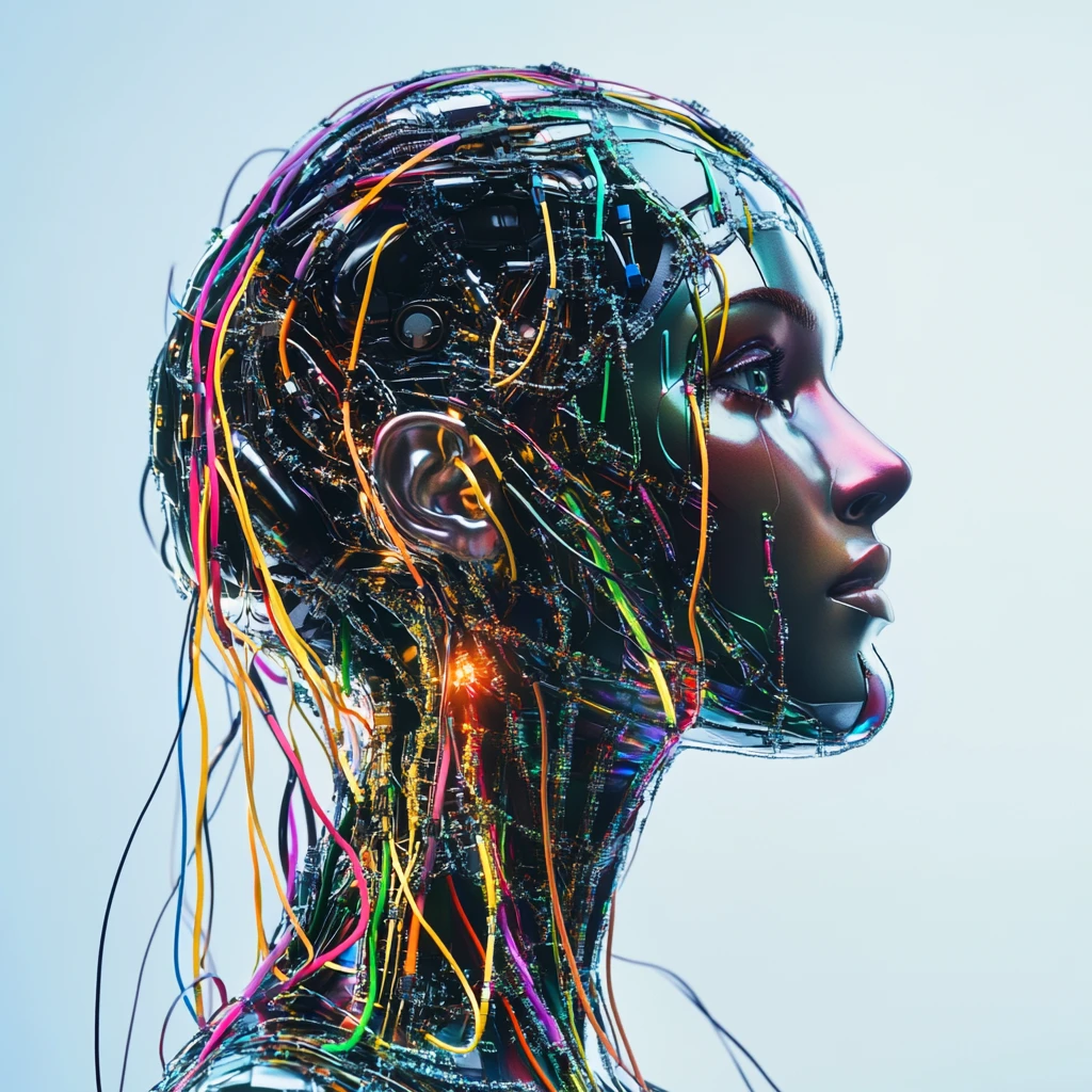 赛博格女性头部特写