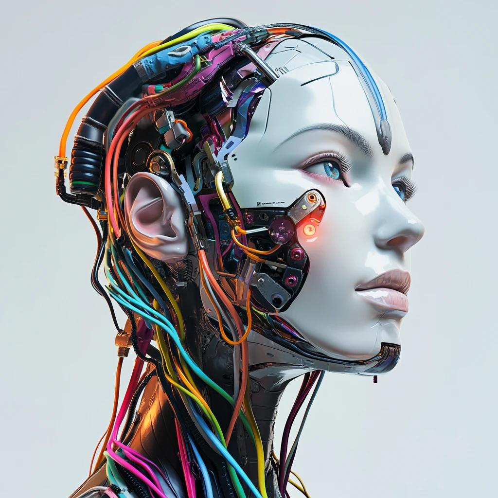 赛博格女性头部特写