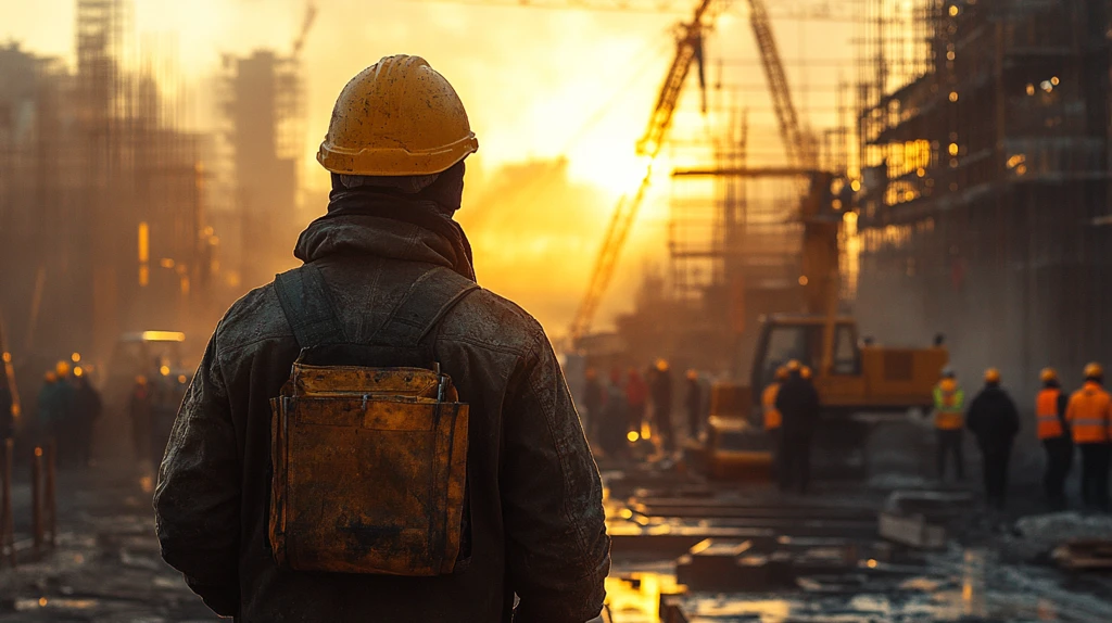 日出工地忙碌景象