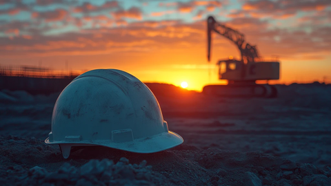 工地安全帽晨景