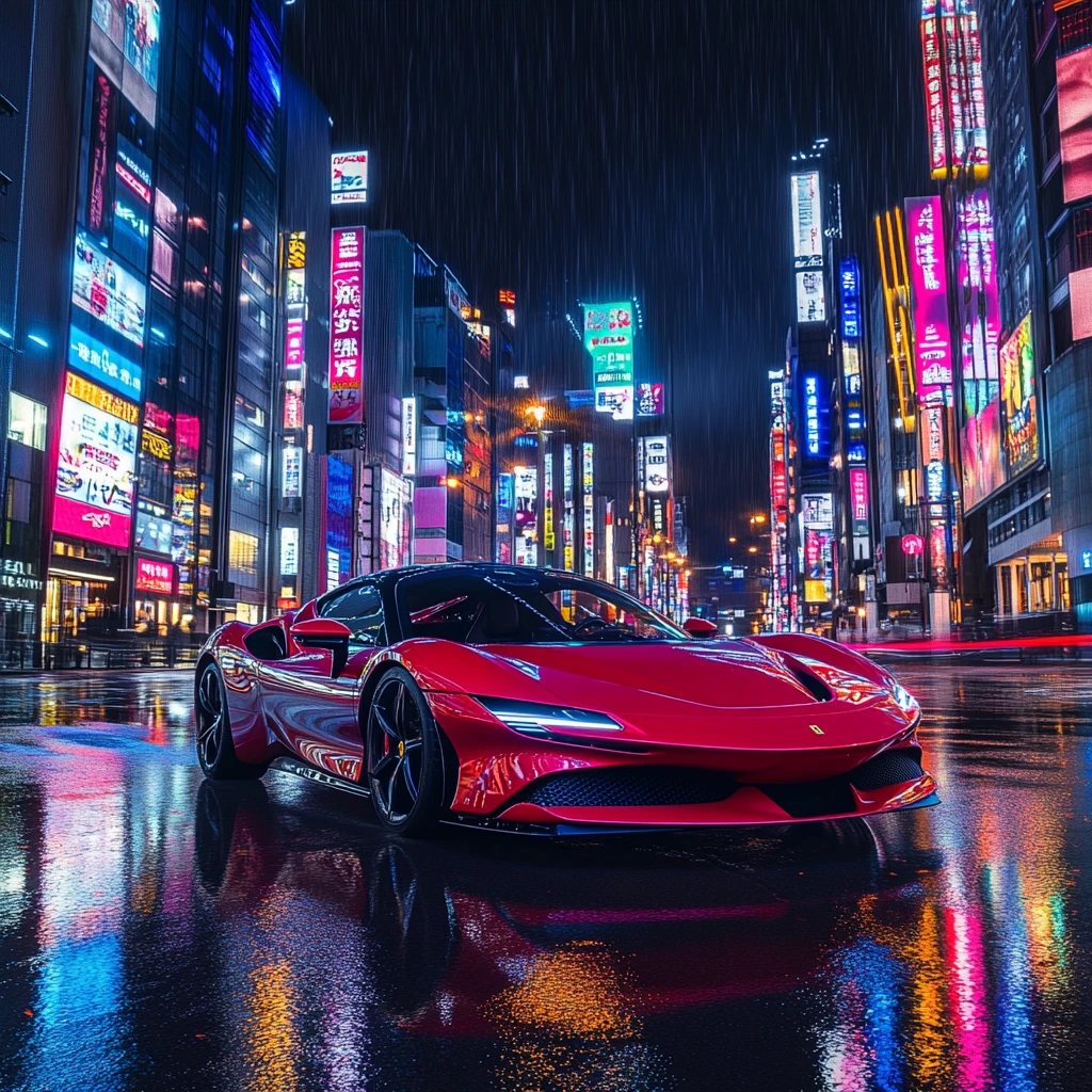 法拉利飞驰东京夜