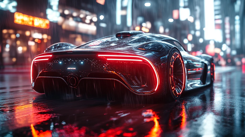 未来跑车夜街行驶