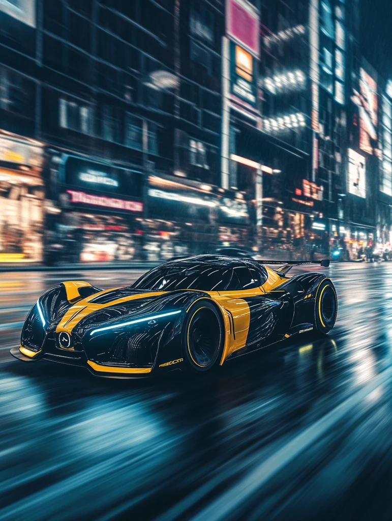 黑色黄色跑车飞驰