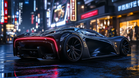 未来跑车街头夜景