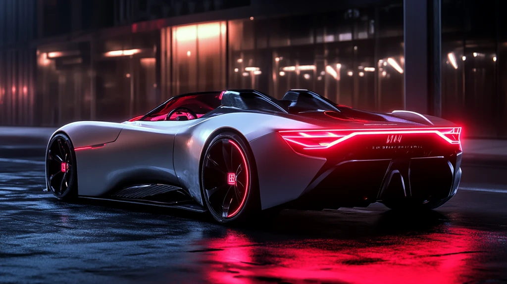 未来跑车街头夜景