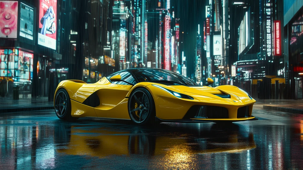 黄色超跑城市夜景