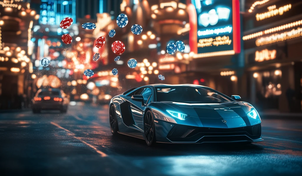 蓝跑车飞驰夜景