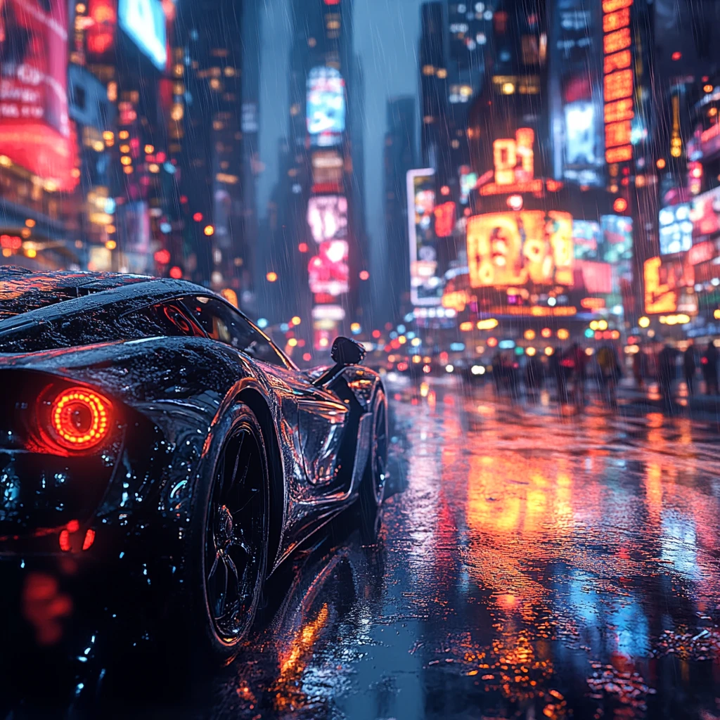 豪车飞驰都市夜景