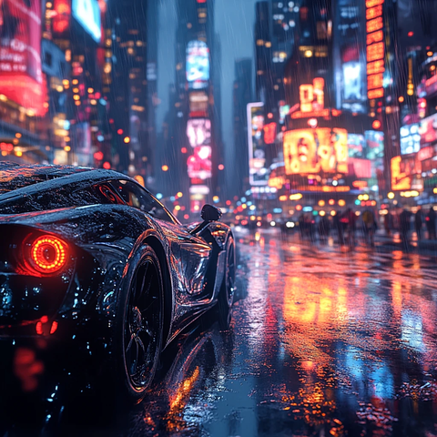 豪车飞驰都市夜景