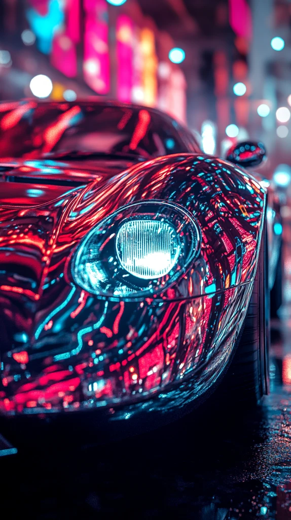 跑车霓虹倒影