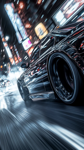 黑宝马漂移侧影