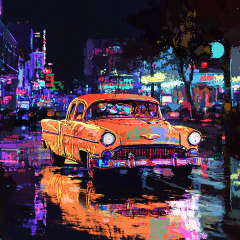 霓虹车影夜都市