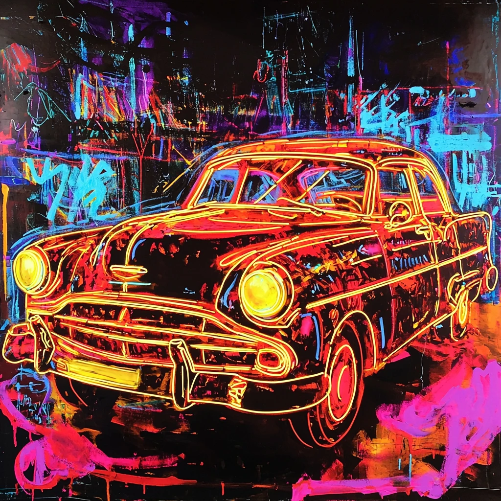 霓虹车影夜都市