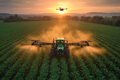 无人机喷洒糖田