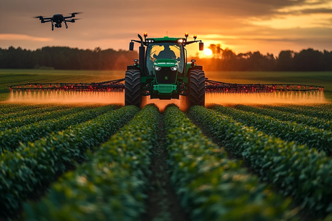 无人机喷洒糖田