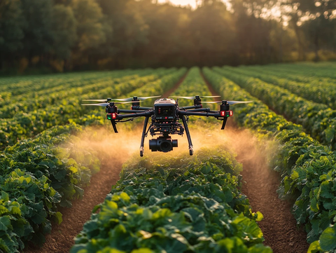 无人机喷洒作物