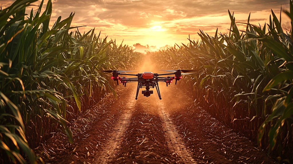 无人机喷洒甘蔗田