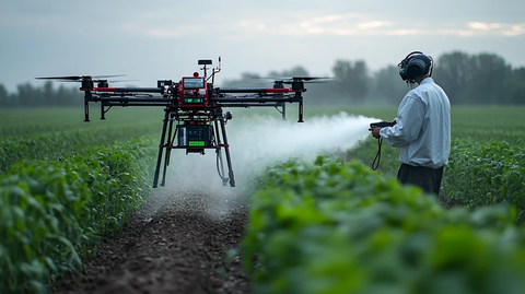 无人机喷洒农田