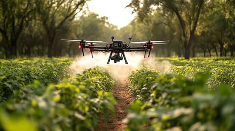 无人机喷洒农田