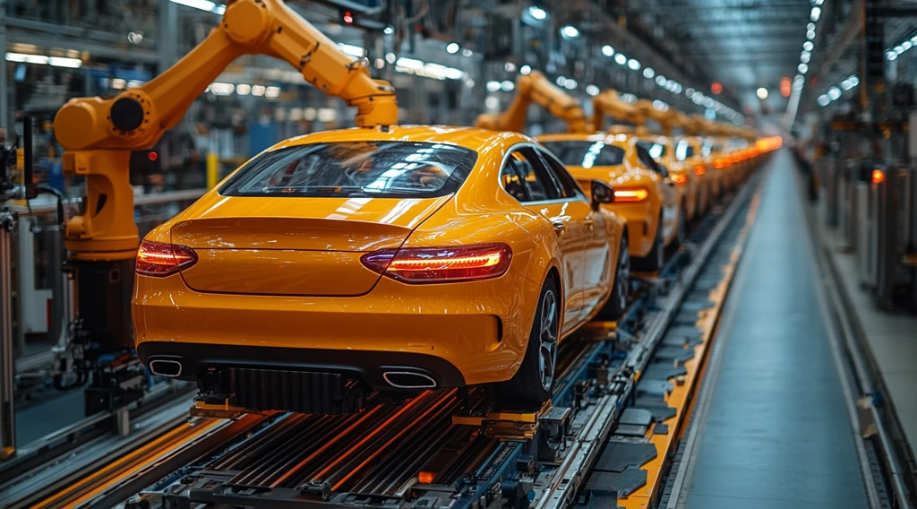 黄色机器人装配橙色车