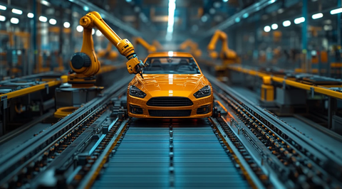 黄色机器人装配橙色车