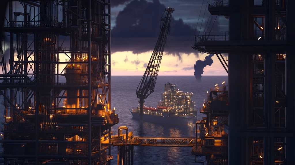 工业油井港口晚景