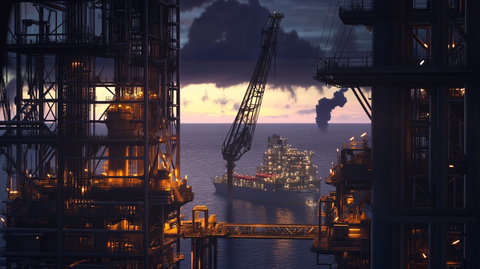 工业油井港口晚景