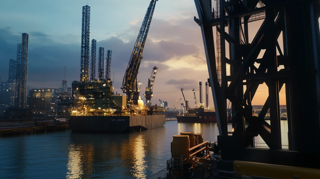 工业油井港口晚景