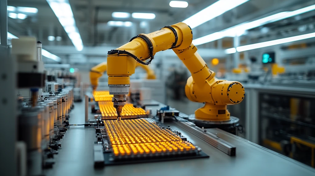 白色机械臂生产芯片