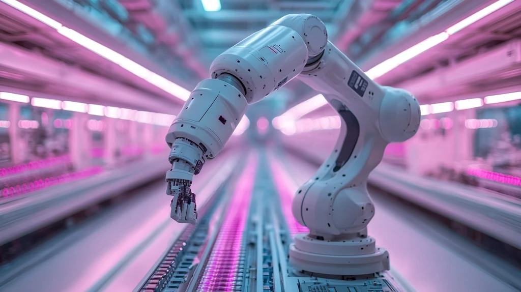 白色机械臂生产芯片