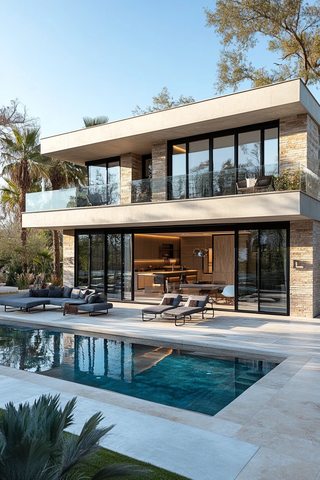 现代混凝土玻璃住宅