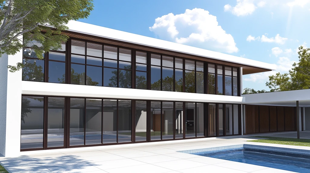 白色墙体与玻璃窗