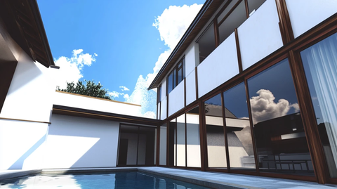 白色墙体与玻璃窗