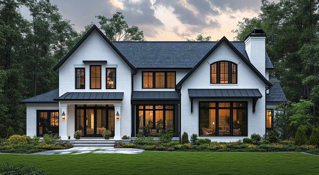 白色砖房前视图