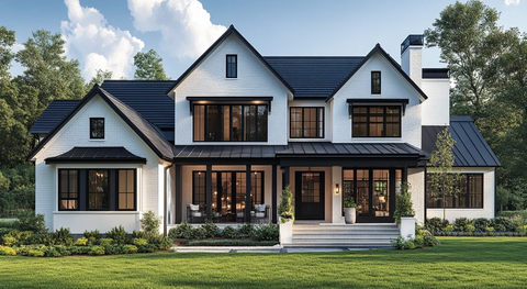 白色砖房前视图