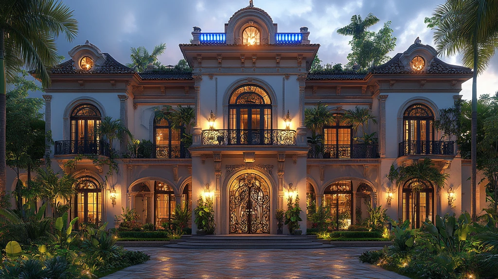 白色拱形窗阳台豪宅