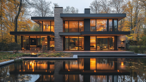 湖畔现代别墅景观