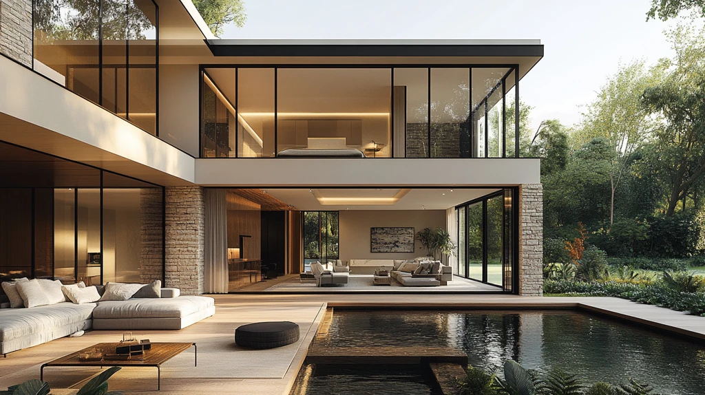 湖畔现代别墅景观