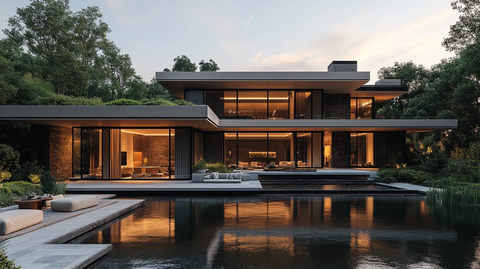 湖畔现代别墅景观