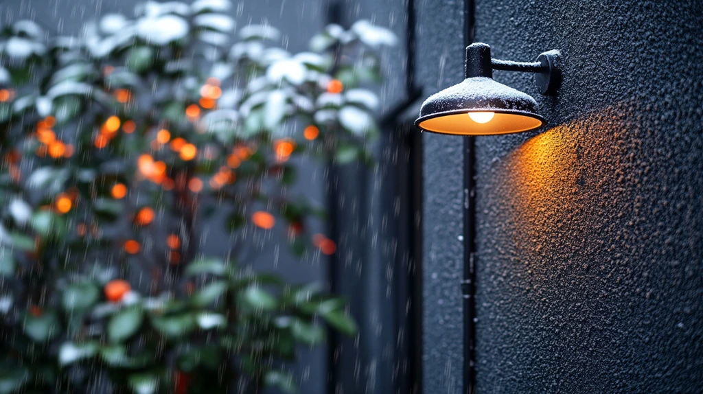 雪雨中的现代门墙