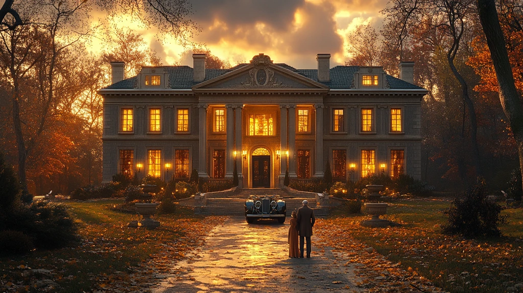 豪宅前老人站立