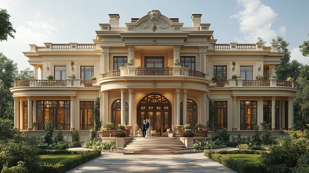 豪宅前老人站立