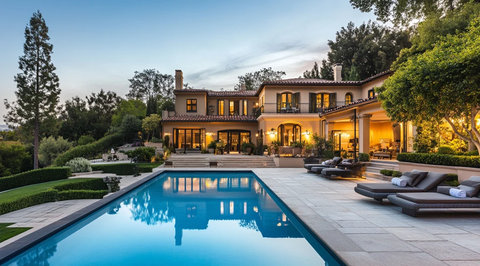 奢华泳池绿意环绕