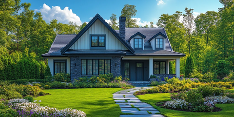 夏日住宅与庭院