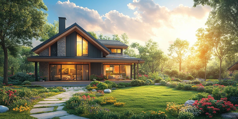 夏日住宅与庭院